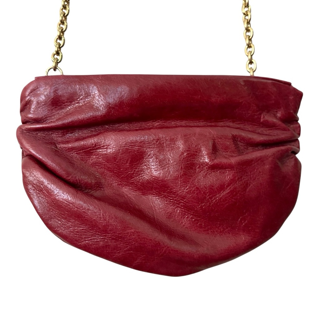 HOBO Belle Ruched Leather Crossbody Bag in Berry Red Like New - Picture 2 of 7